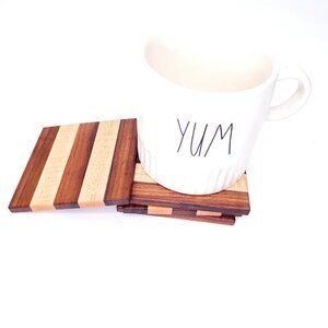 Handmade oak and maple coasters set of 4